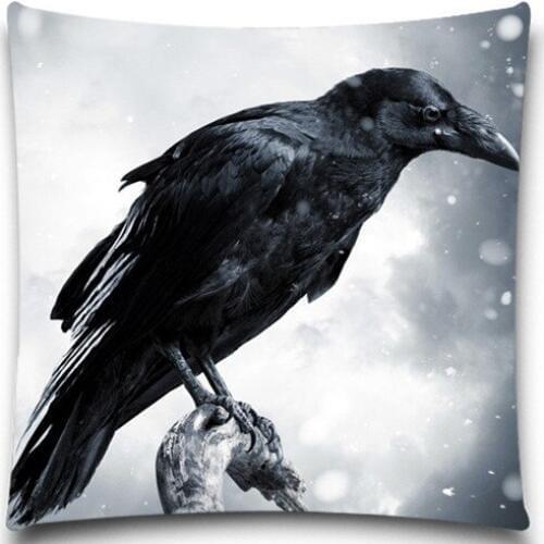 The lonely crow in the snow 2D print creative Pillow case Square cotton polyester cushion cover 5 size 9 style