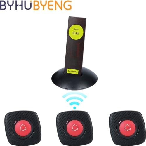 BYHUBYENG Office Remind 3 Call 1 Pager for Boss Staff Wireless Nurse Call System Carefree Bell Emergency Alarm for Waiter