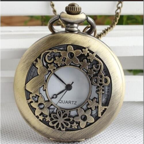 Wholesale 10pcs/lot Hollow out broken flower Little rabbit pattern bronze pendant Necklace pocket watches