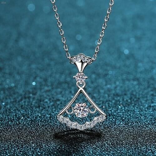 Passed Diamond Test Perfect Moissanite0.3CT Necklace 925 Sterling Silver Sector Pendant Necklace Jewelry Cute Accessories Luxury