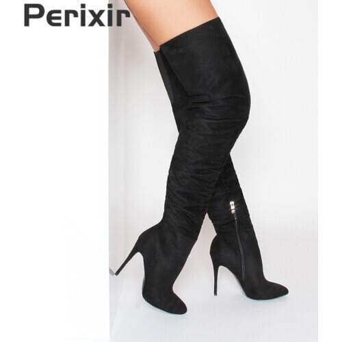 Perixir Over the Knee Boots Thigh High for Women Shoes Fashion Faux Suede Sexy Super Thin High Heels Botas Mujer Botte Femme