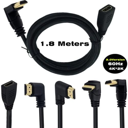 Gold Plated High Speed HDMI Male 90 Degree Angle to Female Extension Cable 60Hz, 4K 2K ,Support 3840*2160 resolution 18Gbps