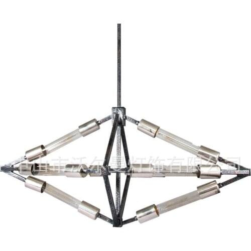 Simple glass chandelier creative art industrial style wrought iron lamps personalized fashion for dining room/living room