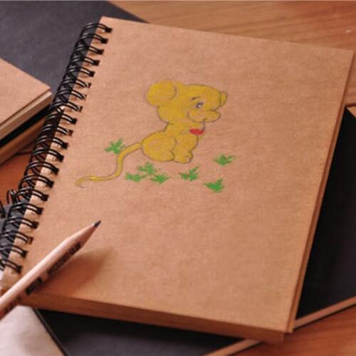 Retro Simple Coil Sketch Notebook Painting Notepad Kraft Paper Diary Blank Pages Students Notebook Business