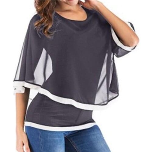 Sexy Bat Sleeve Snow Spinning Shirts For Woman Casual Crew Neck Irregular Tops Fashion Printed Short Sleeve Womens Clothing