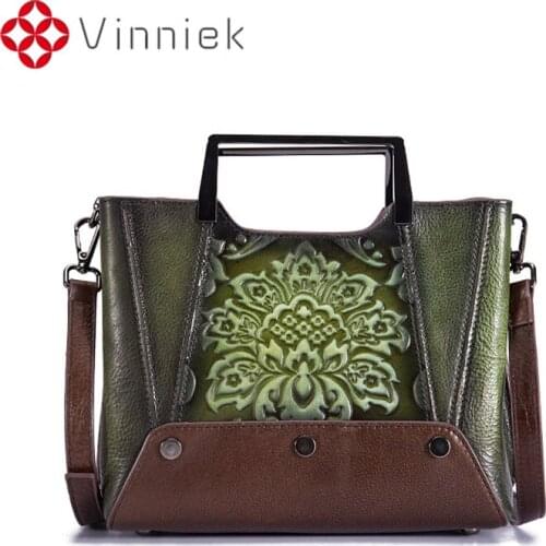 Bags 2021 WomenS Brand First Layer Of Cowhide High-End Retro Craft Embossing Hand Rubbing Color Trendy Portable Diagonal Bag