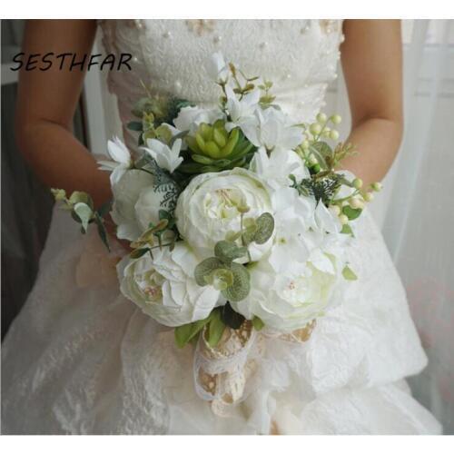 Wedding Bride Bouquet Realistic Hand Tied Flower Decoration Holiday Party Supplies European chaise longue roses wedding flowers