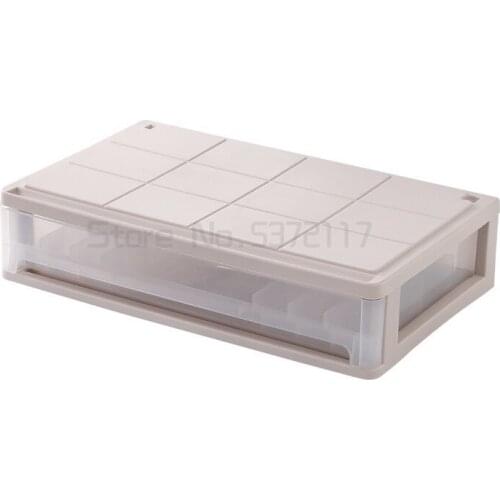 Flat bed bottom storage box large plastic transparent dustproof household wardrobe underwear storage box drawer Division