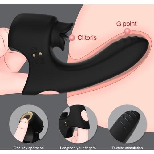 Finger Sleeve Vibrator G Spot Orgasm Massage Clit Stimulate Female Masturbator Tongue licking Vibrator Sex Toys For Women