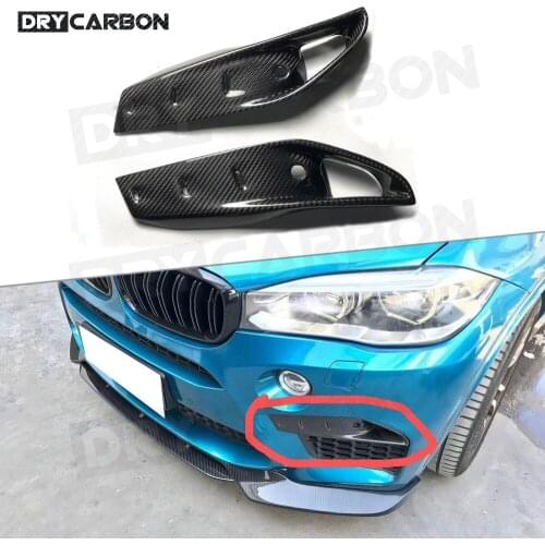 2pcs For BMW X5M F85 X6M F86 2015 -2019 Carbon Fiber Front Foglamp Grill Eyelids Trim Covers Car Styling Trim Air Vent Frame