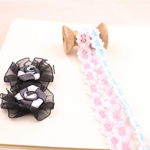 2YARD 1.3CM-1.6CM Colorful flower lace, hand DIY lace material, trousers and pants decoration