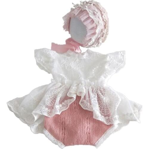 3 Pcs/set Newborn Photography Props Baby Bonnet Pants Clothes Set Photograph Accessories Infants Photo Hat Clothing 69HE