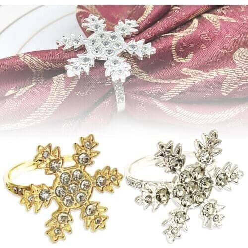 4Pcs Snowflake Circle Dinner Party Decor Napkin Ring Christmas Towel Buckles Napkin Rings