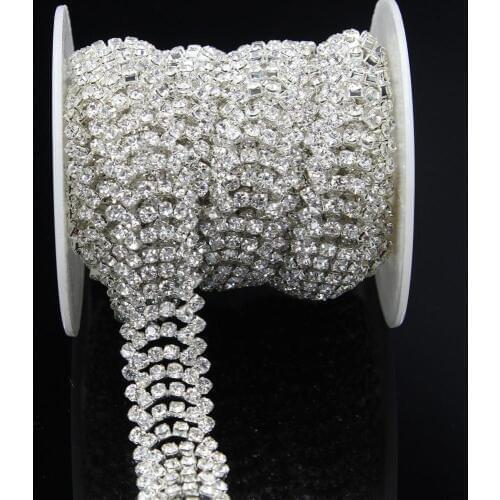 5Yards Clear Rhinestone Applique Crystal Bead Trimming Chain Belt Sew on Bridal Wedding Dress