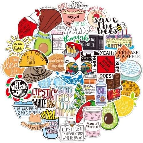 50pcs Cute Cartoon Stickers Girl Vsco Laptop Waterproof Sticker Pack Skateboard Motorcycle Cool Graffiti Suitcase Guitar Sticker