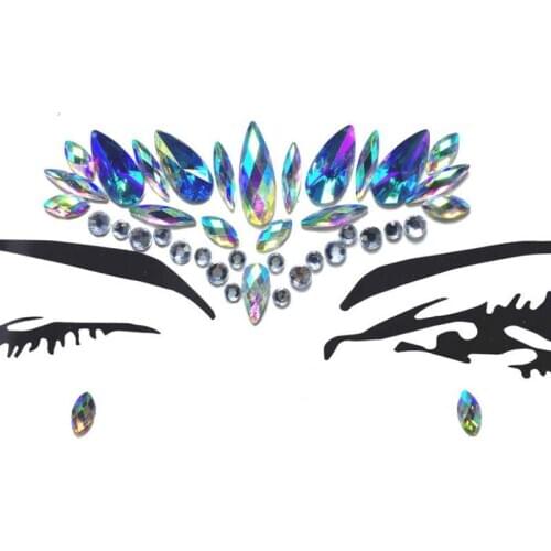 6pcs Face Jewels Gems Makeup Body Art Jewels Flash Fake Temporary Tattoos Temporary Rhinestone Glitter Tattoo Stickers