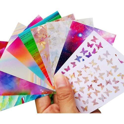 8pc/lot Butterfly Nail Sticker Holographic Colorful 3D Flying butterfly Self-Adhesive Foils DIY Nail Art Decoration Sticker