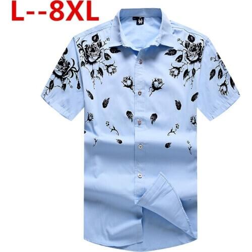 8XL 6XL 5X Mens Hawaiian Shirt 2020 Brand New Floral Short Sleeve Shirt Men Beach Party Casual Dress Shirts Man Camisa Masculina