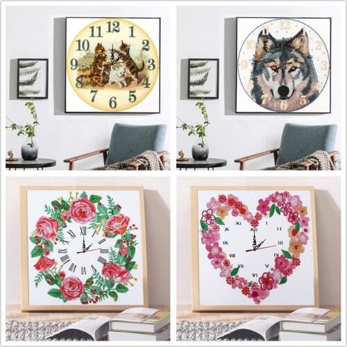 DIY Diamond Painting Antique Clock Santa Portrait Partial Special Shape Resin Rhinestone Mosaic Wall Art Picture Kit Home Decor