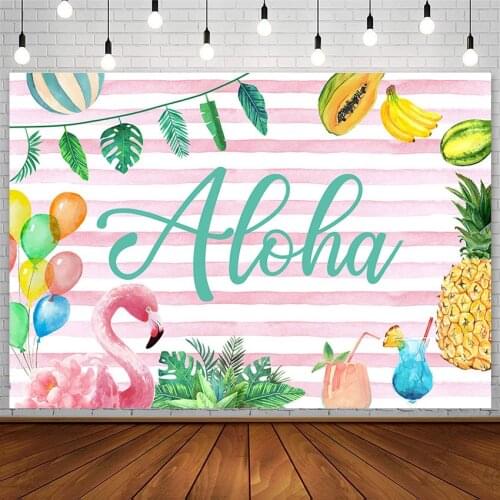 Avezano Summer Pink Flamingo Photography Backdrop Hawaiian Aloha Balloon Pineapple Background Photo Studio Photozone Decor Props