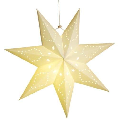 Hollow Out Paper Lantern Stars Shaped Lampshade Festival Hanging Decorations for Party Birthday Holiday Paper Light Cover(White)