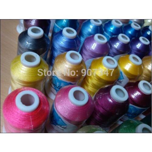 Free shipping popular 61 Brother colors machine polyester embroidery thread 1000m/cone polyester filament yarn