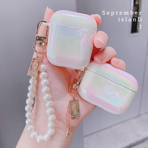 Luxury Pearl Case for Apple Airpods 1 2 3 Bracelet KeyChain Case for AirPods Pro Case TWS Bluetooth Earphone Accessories Box Bag