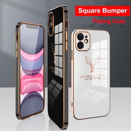 For iPhone 12 Pro Max Mini 11 XS X XR 7 8 SE Plus 2020 Case Full Protect Lens Luxury Plating Square Bumper Soft Shockproof Cover