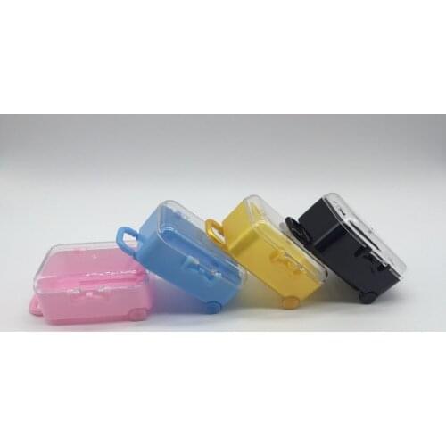 24pcs/lot Mini Rolling Travel Suitcase Plastic Candy Boxes Wedding Gift Favor Box Baby Shower Birthday Party Decoration