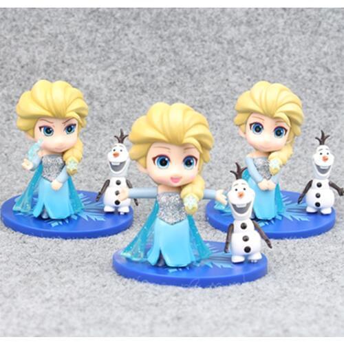 Disney Toys 3pcs/Lot 5-9cm Q Vesion Frozen Princess Elsa And Olaf Cartoon Anime Action Figure Doll Kids Toys Birthday Gift