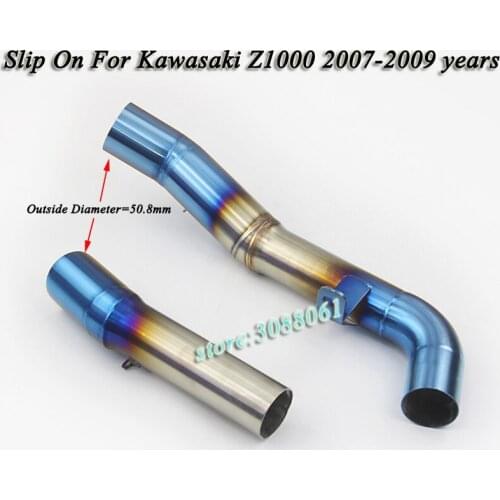 Motorcycle Full System Exhaust Muffler Modified Blue Middle Link Pipe Slip On For Kawasaki Z1000 2007 2008 2009 Without Exhaust
