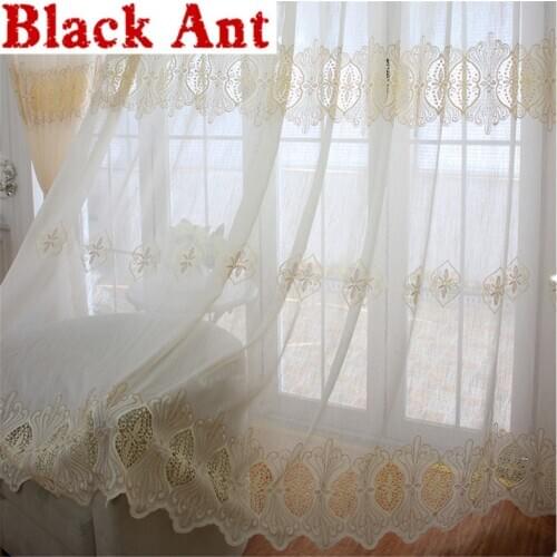 High End Embroidery Tulle Curtain For Living Room Hollow Window Screen Bedroom Balcony Window Blinds Drape Custom Made X-JD822