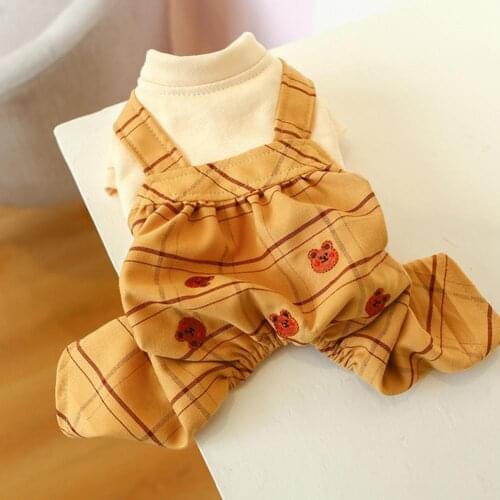 Puppy Overalls Plaid Design Comfortable Patchwork Pet Dog Four-legged Jumpsuit Autumn Dog Winter Clothing одежда для собак