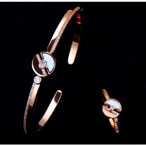 TIRIM 2 PCS Brand Trendy New Design Bangle Jewelry Set Ring African Bead Cubic Zircon Women Bridal Wedding Party Jewelry Set