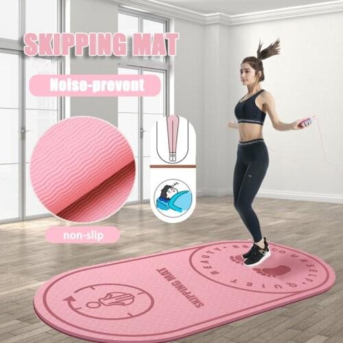 Jump Rope Mat Non-Slip Mat TPE Yoga Mat Skipping Floor Workouts For Sports Pads Silent Yoga Pad Textured Thick 6mm High Density