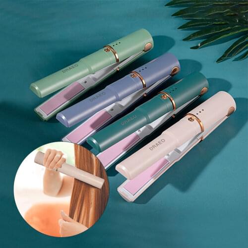 Wireless Portable USB Rechargeable Cordless Curling Iron Dual Hair Straightener Temperature Adjustable Hair Mini Splint Tool