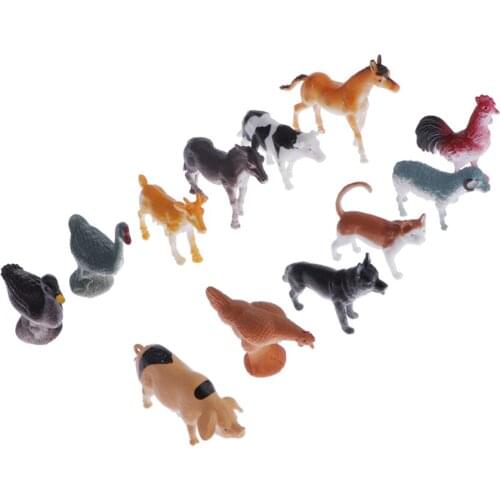 Montessori Animal Match Cards And Figures 12 Pieces Miniature Poultry Animals