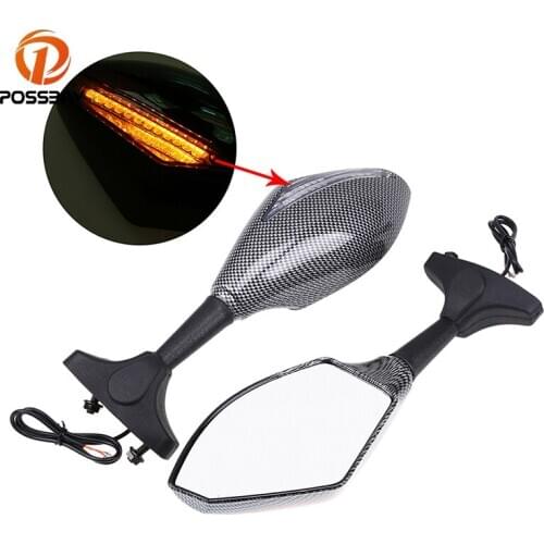 POSSBAY Motorcycle Turn Signal Mirrors For Honda Yamaha Harley Suzuki Motorcycle Bar End Rearview Mirrors Cafe Racer