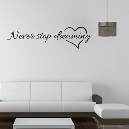 Never Stop Dreaming Wall Stickers Motivational Quotes Wall Decals for Home Office Classroom Decor