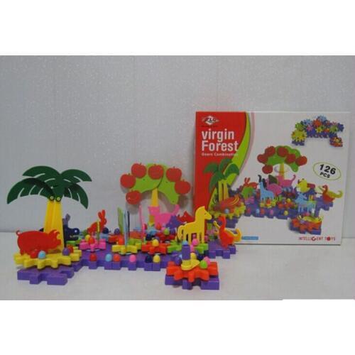 New Toy 126PCS Primeval Vergin Forest Gears Combination PuzzleToy Mushroom Nail 3D building blocks of virgin forest