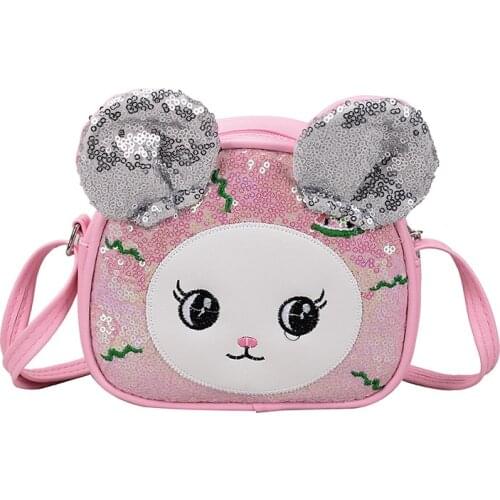 2021 New Pu Sequin Childrens Cartoon Cute And Girls Shoulder Princess Zero Wallet Handbag Tote Messenger Bag sac