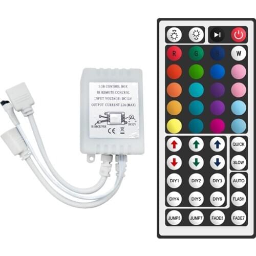 New 44 Keys DC12V Dual Connectors Output IR Remote RGB Controller lamp Dimmer For 10M 5M 3528 2835 5050 LED Strip light