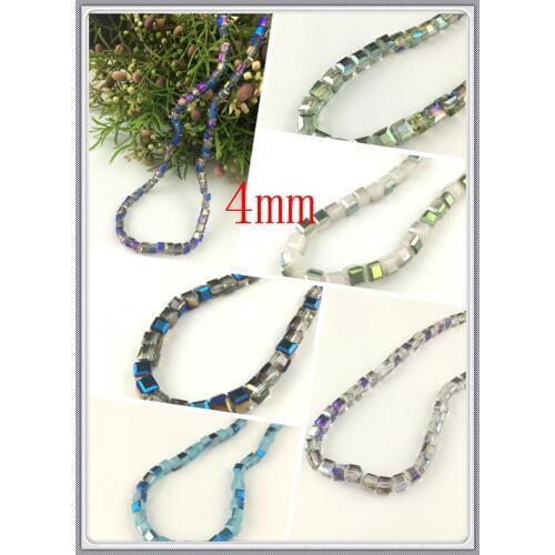 Wholesale 1000Pcs/lot 4mm small Cube Glass Crystal Beads Square Crystal Glass Loose Spacer Beads For Jewelry DIY Making