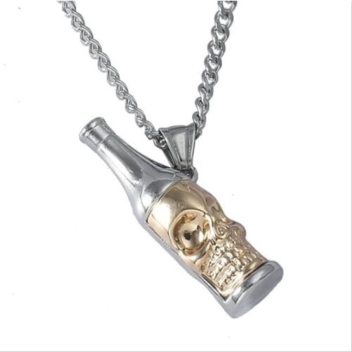 Bottle Opener Skeleton Skull Pendant Necklace For Men Collares Stainless Steel Jewelry Sport Chain Necklaces Mens Jewellery