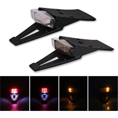 Off Road Dirt Enduro Bike LED Rear Mudguard Brake Tail Light License Plate Lamp Smoky