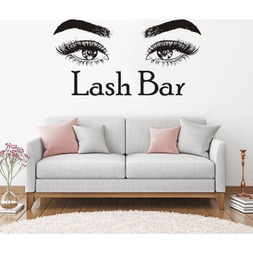 Lash Bar Wall Decal Microblading Make Up Wall Art Mural Eyelashes Makeup Quote Wall Stickers Beauty Salon Design Decor F900