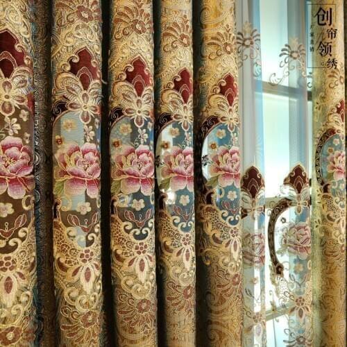 Luxury European-style Embroidery High-end Curtains for Living Room Bedroom Curtains High-end Floor CurtainsTulle Home Decoration