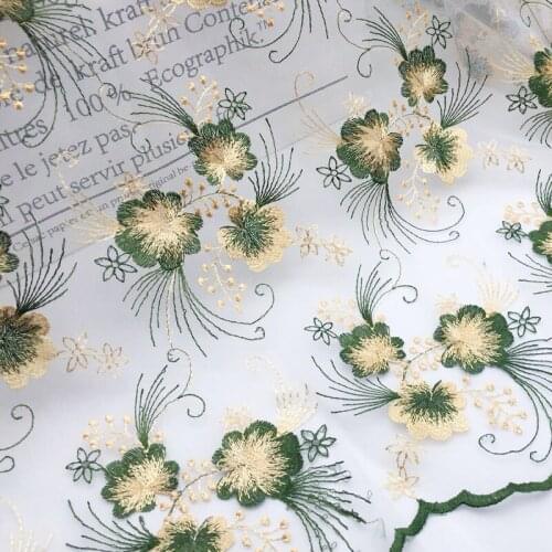 100x130cm Chic Super Fairy Mesh Embroidery Fabric Lace Tulle Flower Embroidery Fabric For Sewing Dress Hanfu Curtain DIY Accesso