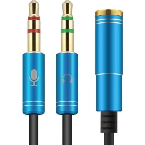 Splitter 3.5mm Audio Jack Microphone Headset Splitter Cable Female to 2 Male AUX Extension Adapter PC Converter Adapter