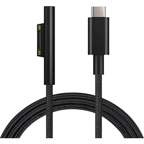 Nylon Braided USB-C Charging Cable for Surface Pro 6/5/4/3 Surface Laptop 1.5 M 45W 15V PD Power Supply Cable